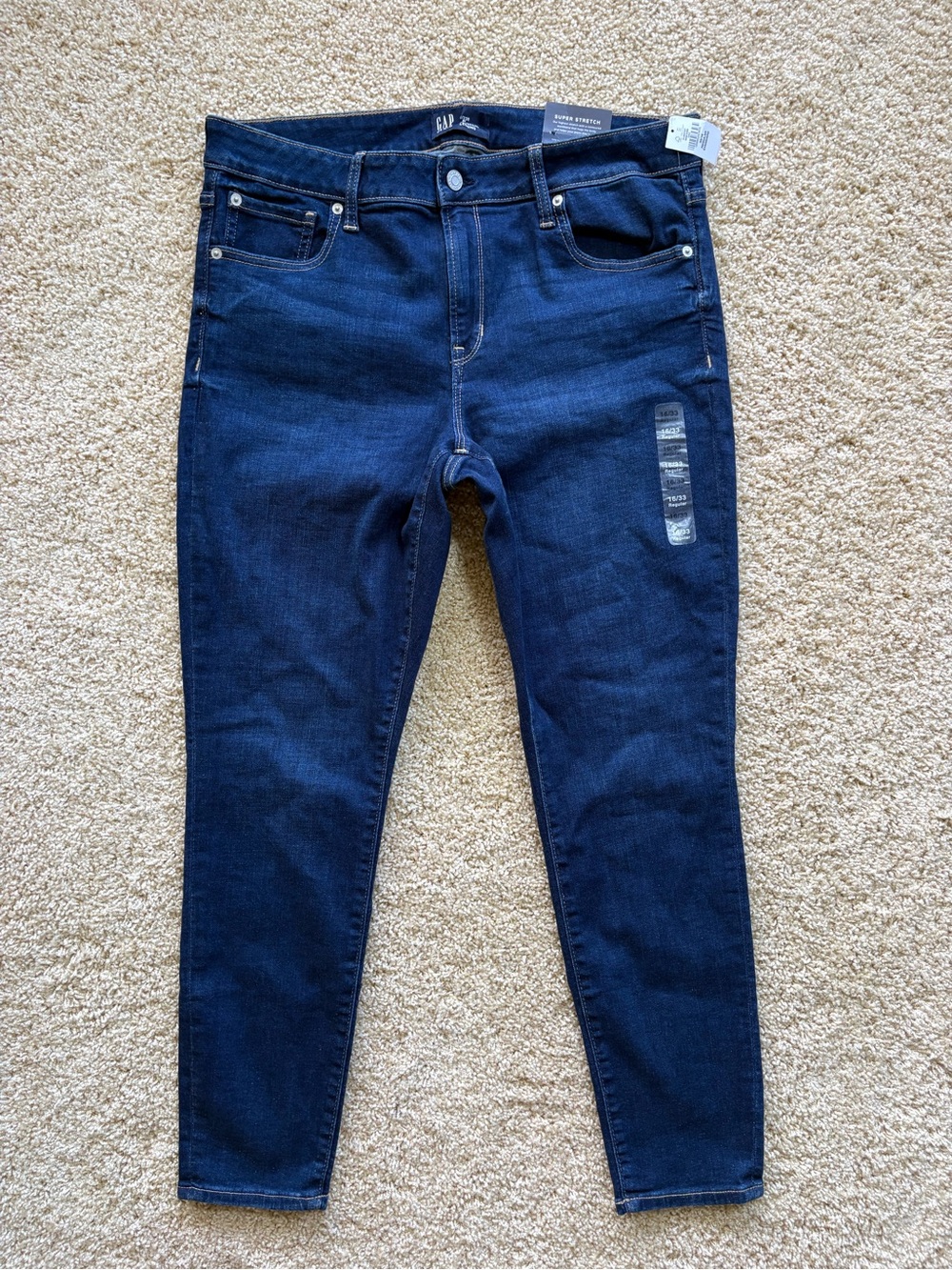 NWT Gap Denim‎ Universal Legging Jeans Mid Rise Super Stretch Dark Wash 16/33R
